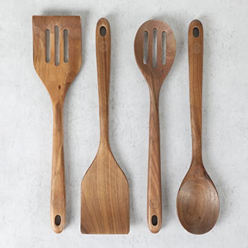 Martha Stewart Bainford 4-Piece Wooden Kitchen Utensil Set, Walnut – Cooking Spoons and Turner Tools for Nonstick Cookware, Heat Resistant, Durable Hardwood by Martha Stewart - Image 4
