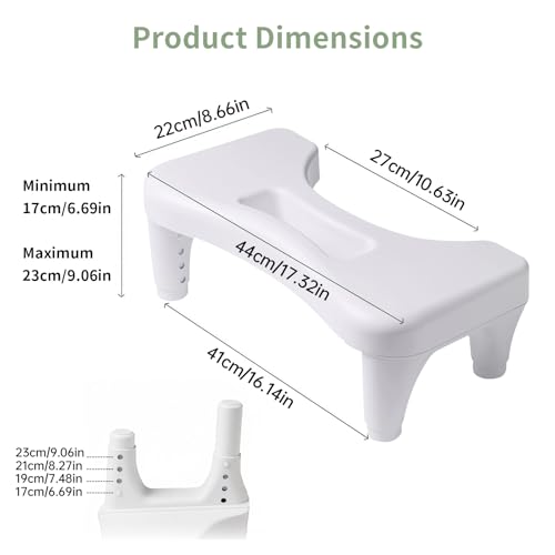 PAVSTINE Taburete Inodoro Regulable en Altura, Toilet Stool Ergonomico, Taburete Baño para Inodoro contra Hemorroides, Flatulencia, Estreñimiento, Poop Stool para Niños y Adultos, Blanco - imagen 2