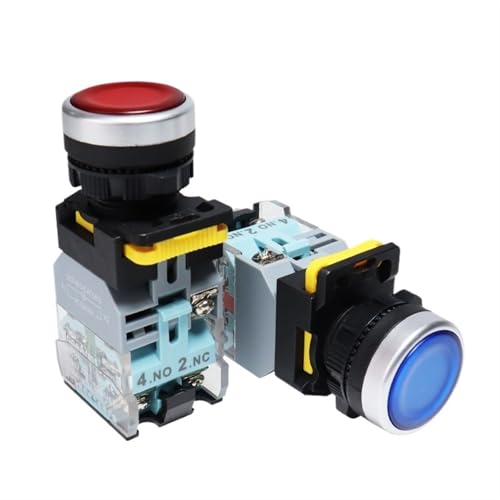 Bouton-poussoir LED 12V rouge momentané 1NO1NC à impulsion précise
