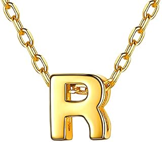 Silvora Sterling Silver Letter Pendant Necklace, Woman 18K Gold Tiny Initials Jewelry Delicate Gift Packaging