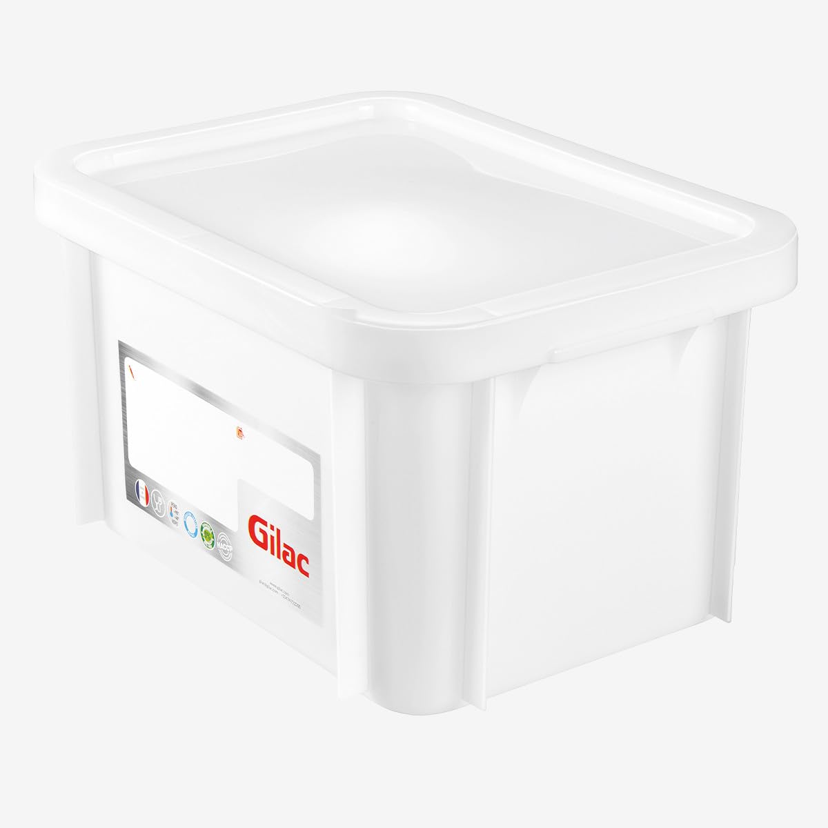 GILAC Bac rectangulaire HACCP 15L Blanc + Couvercle