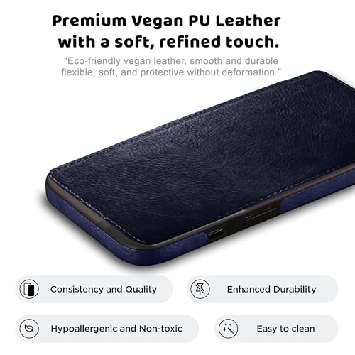 Image of Luxury Leather for OnePlus 13R Back Cover Logo Visible Vintage Ultra Slim Protective Case - Blue