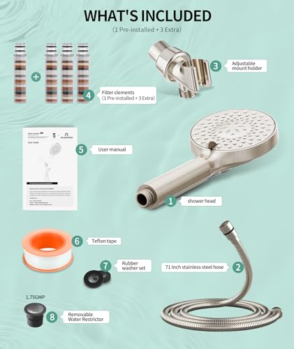 SR SUN RISE Filtered Shower Head with Handheld High Pressure 9 Spray Mode Showerhead Detachable Shower Head Water Softener Filters Beads for Hard Water Remove Chlorine - Image 10