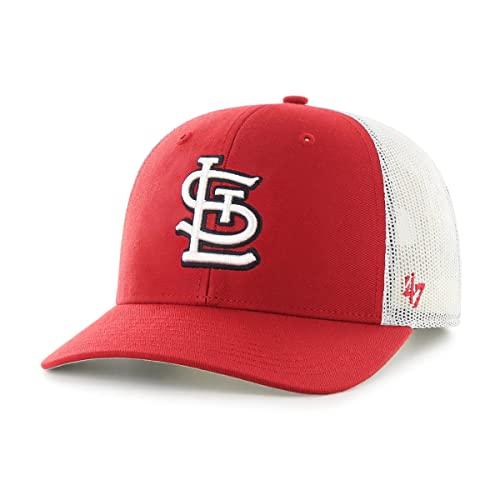 47 MLB Trucker Snapback Adjustable Hat Adult One Size Fits All - St Louis Cardinals Red