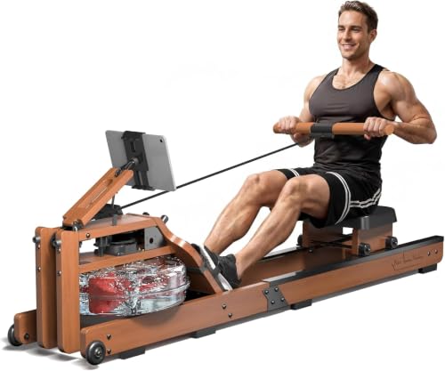 Image of Rowing Machines for Home,Water Rowing Machine with Upright Design,400LBS Capacity,LCD Monitor,Smooth Glide Rails,Comfortable Seat,Free App(Bluetooth) Supported for Immersive Water Rower&Home Gym