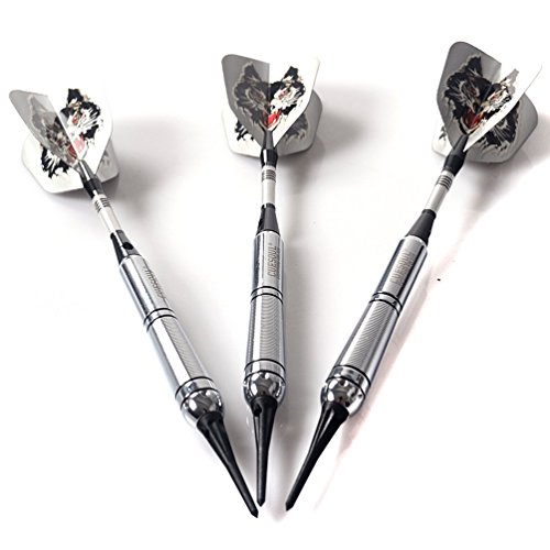 CUESOUL Soft Tip Darts Set Plastic Tip with Dart Case (16g-SkyWolf-Brass)