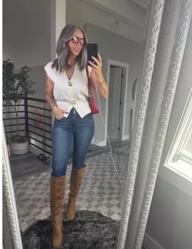 Image of AMEBELLE Vest Tops for Women Cable Knit Sweater Sleeveless V Neck Cardigans Lightweight Knit Pullover Summer Tops