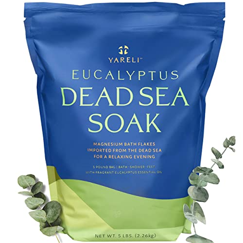 Yareli Dead Sea Bath & Foot Soak, Eucalyptus Magnesium Bath Salt Flakes, Stronger Alternative to Epsom Salt 5lbs