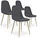 INTENSEDECO Lot de 4 chaises scandinaves Bali Tissu Gris