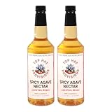 Top Hat Spicy Agave Nectar - Made with 100% Organic Agave Nectar, Hatch Chile & Jalapeño - Lower Calorie Hot Agave Syrup Sweetener for Margaritas, Cocktails, Mocktails, Lemonades, Soda, Coffee, Tea & Desserts - 2 Pack of 32oz Bottles