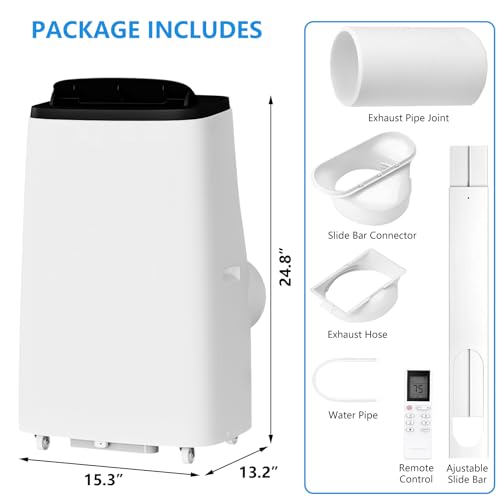 Image of 14000 BTU Portable Air Conditioners, 3-In-1 Unit Offers Fast Cooling, Dehumidification, Three-Speed Fan for Rooms Up to 750 Sq. Ft, with a 24-Hour Timer, Remote Control, and Operates Quietly