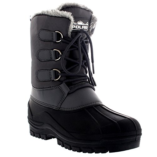 Polar Mens Muck Lace Up Short Nylon Winter Snow Rain Lace Up Casual Duck Boots3