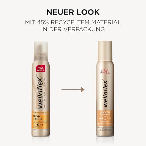 Wellaflex Locken & Wellen Schaumfestiger für Frauen | Bis zu 24 Std. starker Halt | Für schwungvolle Locken | Sanft zur Kopfhaut, dermatologisch getestet | Frei von Silikonen | Haltegrad 3 | 200ml