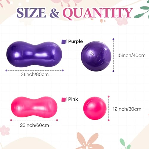Image of Jexine Peanut Ball Set for Kids Yoga Balance Exercise Ball for Pregnancy & Home Gym, Includes 1 Pump & Different Size Options