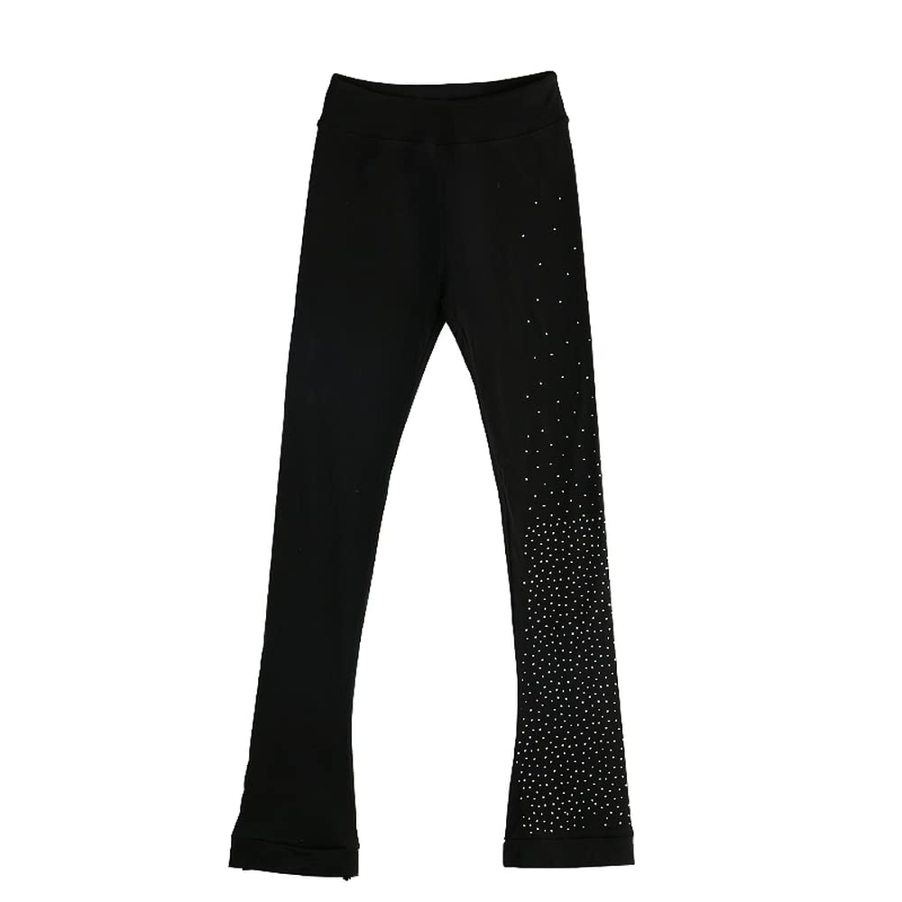 LIUHUO Figure Skating Pants Black Diamond Waist Adjustable Training Pants Girls