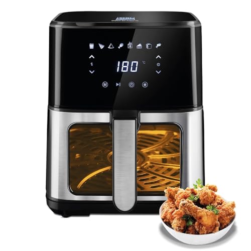 Image of KENT Digital Air Fryer 5L | 1400W | Bake, Grill & Roast | Up to 80% Less Oil Usage | 8 Preset Menu | Rapid Heat Circulation | Digital Display & Touch Control Panel | Glass Window with in built Light