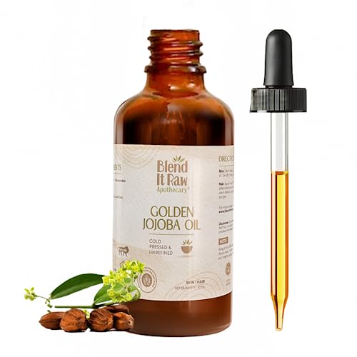 Image of Blend it Raw Apothecary Golden Jojoba Oil for Skin Glow & Hair Growth | Organic & Cold Pressed Carrier Oil | All Skin Types | Rich in Ceramides & Vitamin E - 50ml