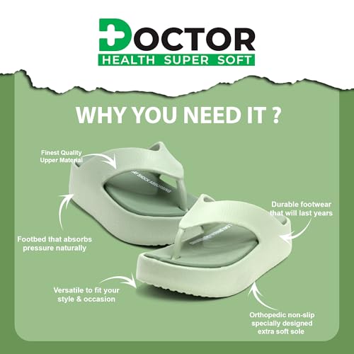 Image of DOCTOR HEALTH SUPER SOFT Women's Orthopedic Soft Platform Slippers | Ultra-Cushioned Shock Absorbing Footbed | Lightweight Anti-Skid Everyday Wear Comfort Flip Flops for All-Day Support
