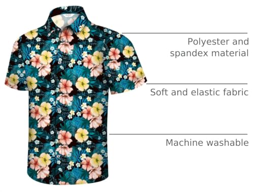 Image of Hawaiian Shirt for Men Tropical Shirts Summer Beach Button Down Short Sleeve Luau Aloha Floral Cruise Vacation Outfit 2026