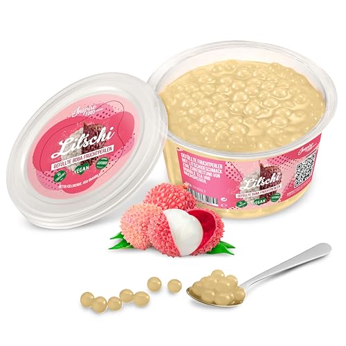 INSPIRE FOOD Bubble Tea Perles Litchi | Bubble tea, perle de tapioca pour bubble tea | 100% vegan et sans gluten, sans colorant artificiel, 450 grammes