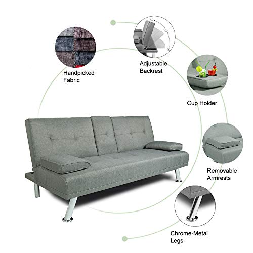 Baysitone Futon Sofa Bed Twin Size Sleeper, Convertible Linen Fabric