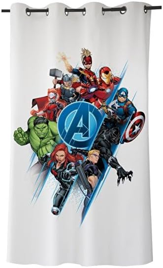 Avengers Düz Pamuk Saten Hazır Perde, Çok Renkli, Tekli