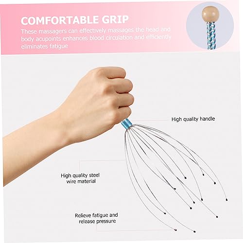 TOVINANNA 1set Head Massager Therapeutic Massager Head Massaging Tool Green Bathroom Scale Octopus Tools Head Scalp Hair Scalp Massager Hair Scratcher The Se Steam Wooden Beads Pink Handheld
