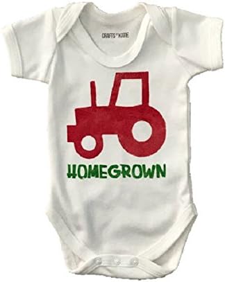 Homegrown Tractor Baby Clothes - Printed on 100% Organic Bodysuit by Crafts by Katie - Other Colours Available