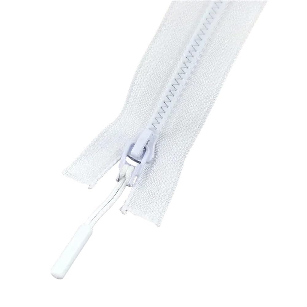 DIY Craft Zipper 2pcs Resin Zippers No.5, Length 15-25cm Close-End/40-80cm Open-End Lightweight for DIY Sewing(White,60cm)