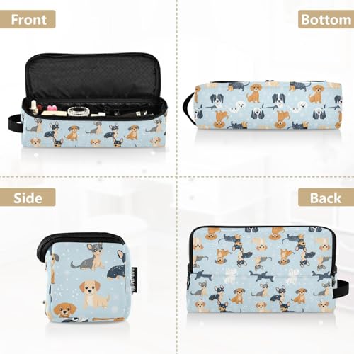 Bolsa de viaje con tapete resistente al calor para herramientas de cabello Winter Dogs Marble miniatura 5