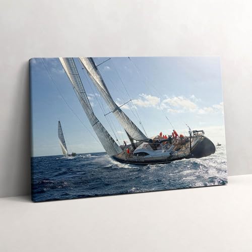 Tableau photo sur toile 60x40cm régate de voiliers Wallfluent art mural marine