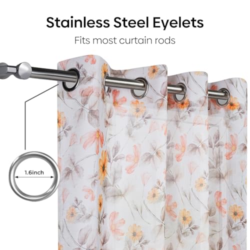 Image of haus & kinder Sheer Door Curtain 7 Feet Long Pack of 1 Door Curtain, 7 Feet Curtain for Door, Light-Filtering & Breathable (Floral Drift, Multicolor 114x213cm)
