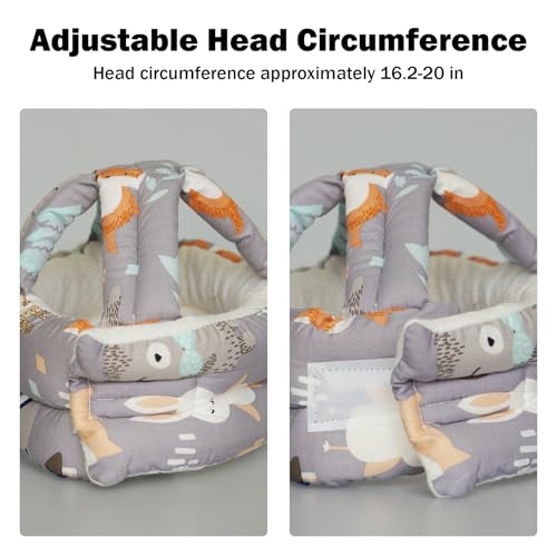 Image of Baby Head Protector Baby Helmet for Crawling Walking, No Bumps Safety Head Adjustable Protective Cap for Walking, Playing (Fox)