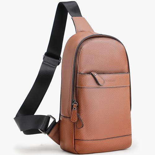 Chrysansmile Sling Bag for Men Genuine Leather Cross Body Bag Mens Crossbody Shoulder Backpack Brown Fanny Packs for Travel4