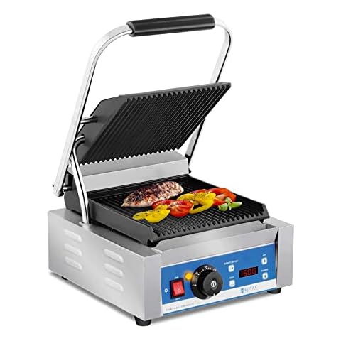 Plancha Electrica Royal Catering con Superficie Ondulada y Temporizador Cover