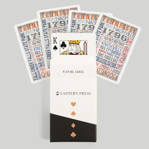 Lantern Press Tennessee, Tipografía Rústica, 52 Cartas Póker miniatura 6