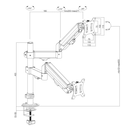 Support écran inversé réglable suspension moniteur 14 32 pouces