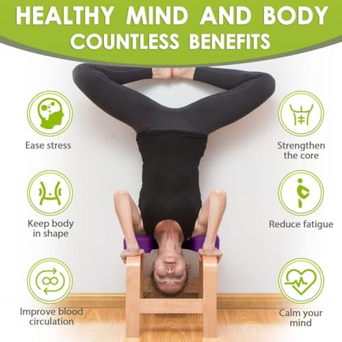 Image of BODY RHYTHM Yoga Headstand Bench, Yoga Inversion Chair, Headstand Trainer for Relieve Stress, Improve Sleep & Digestion and Strength Training, Ideal for Home Workout, Fitness and Gym