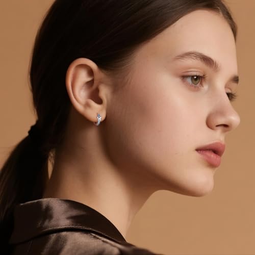 SLUYNZ Solid 925 Sterling Silver Blue CZ Butterfly Earrings Hoop for Women Teens Butterfly Hoop Earrings Huggie2