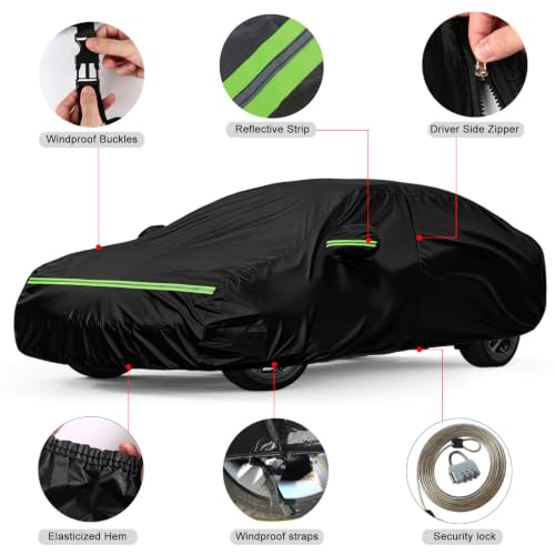 Image of 6 Layers Waterproof Car Cover Compatible with Kia K4 Sedan 2024 2025 2026 | All Weather Breathable Outdoor Car Cover for Protection Against Rain, Sun and Dust, Spunlace Cotton Fabric