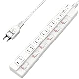 【防塵防雷 個別スイッチ】 電源タップ 6口 AKIRARI コンセントタップ ホワイト 雷ガード スイッチ電源タップ テーブルタップ 延長ケーブル 1m 家庭用 6個口 ほこりシャッター付 過電流 過熱保護 すき間 180度スイングプラグ トラッキング防止 節電 省エネ 延長コード おしゃれ 電源 壁 卓上 薄型 コンパクト (1M)