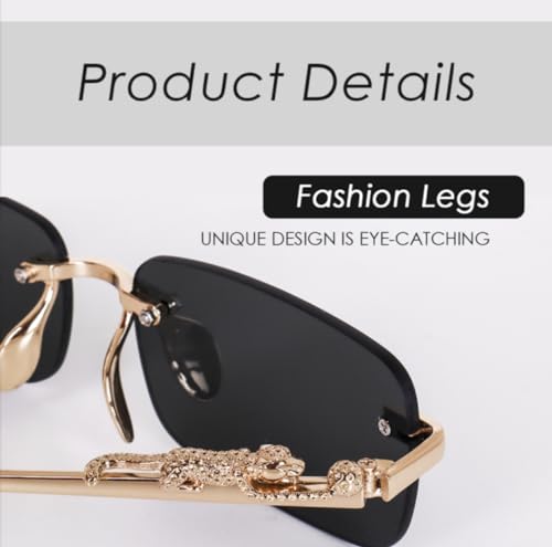 Image of IFLASH MC STAN Metal Plated Temple Vintage Rimless Sunglasses Retro Luxury Frameless Shades Rectangle Colored Lens Sun Glasses