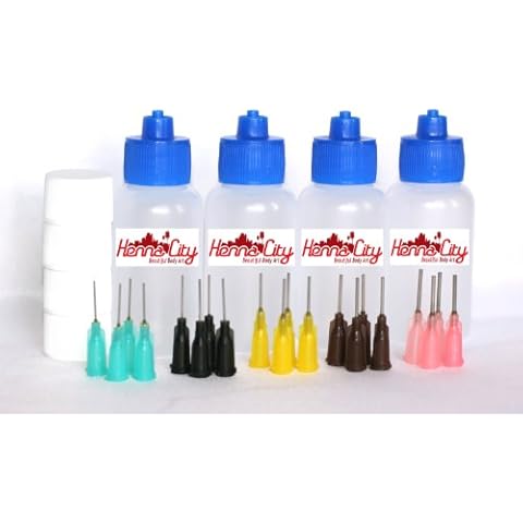Henna City! 1 oz Henna and Jagua Applicator Bottles - Qty 4 Cover
