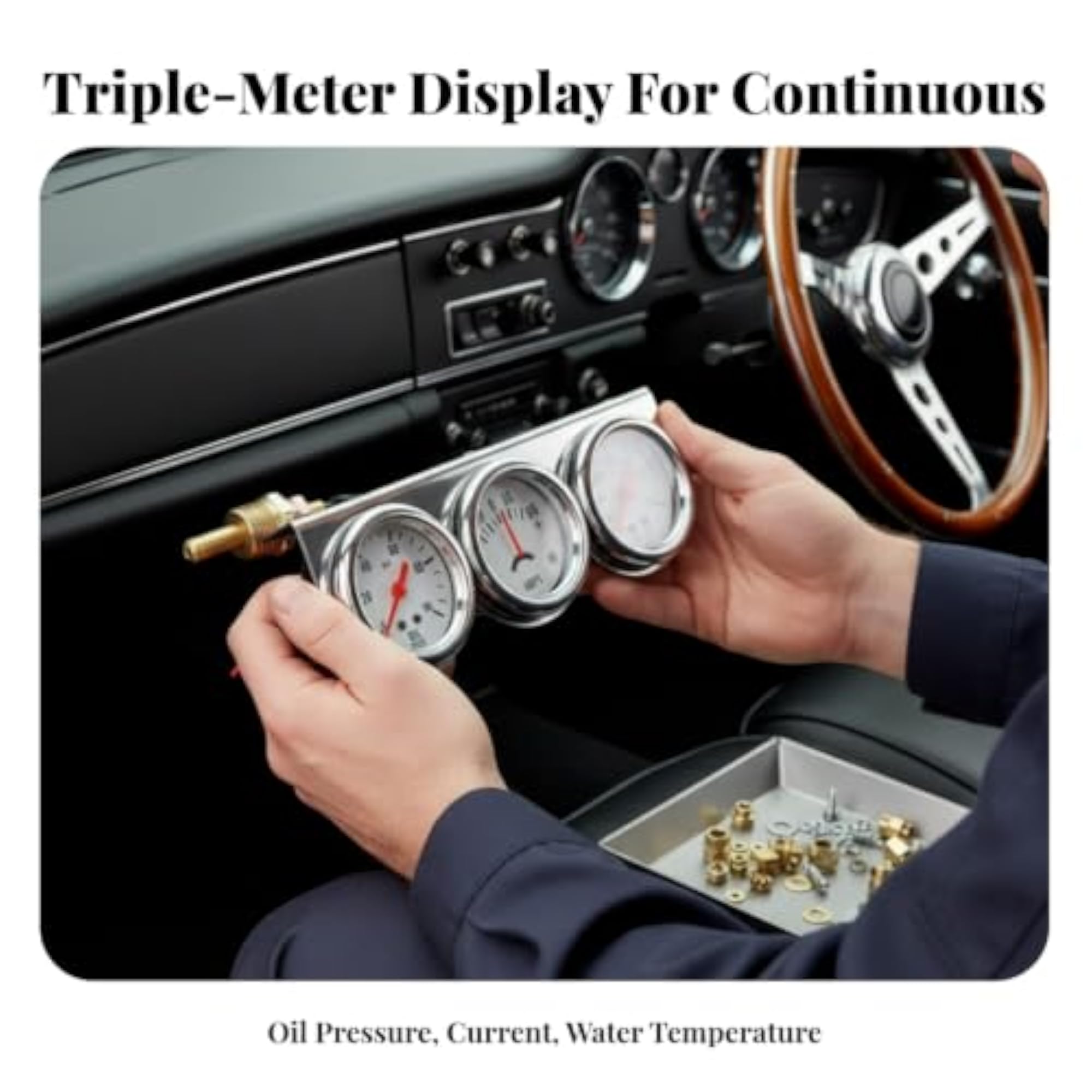 Mechanical 3 Gauge Cluster Analog Car Accessory