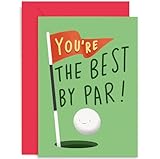 Old English Co. Well Done Card for Him - Fun Golf Themed Happy Birhtday Card for Dad - 'Best By Par' Card for Golfer - Well Done, Congratulations, Father's Day - Blank Inside with Envelope