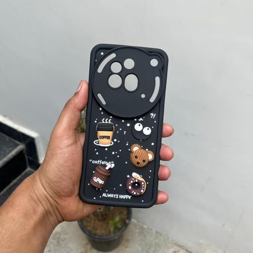 Image of Outlouders Back Cover for Nothing Phone 3a Pro 5G | 3D Cartoon Bear Cute Fun Silicone Full Body Protection Bumper Case (Black)