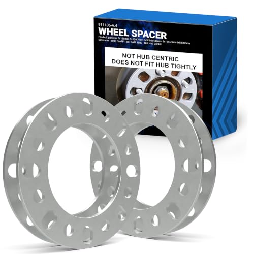 Wheel Accessories Parts 4 Pcs Die Cast Wheel Spacers 6mm 1/4" Thick Fits Bolt Patterns 8x6.50 8x165.1mm 8x170mm 8x180mm Chevy Siverado 2500 3500 | Ford F250 F350 | Ram 2500 3500 - Not Hub Centric