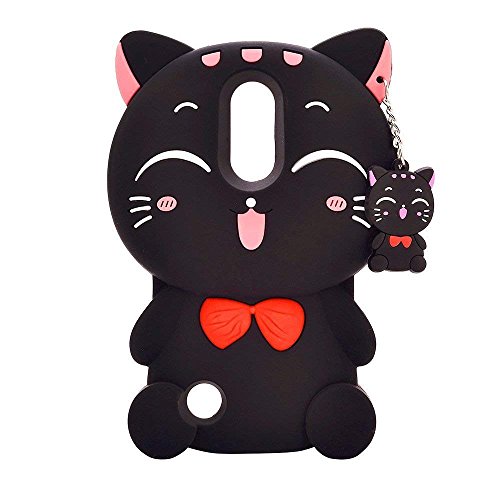 TopSZ Lucky Cat Black Case for LG K30,Phoenix Plus,Premier Pro Silicone 3D Cartoon Animal Cover,Kids Girls Teens Boys Animated Cool Cute Kawaii Soft Rubber Funny Unique Character Cases for LG K10 2018