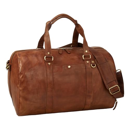 STILORD 'Ventura' Espaciosa Bolso Viajero Cuero Utilizable como Bolsa de Deporte Mujer y Hombre Maletin Medico Piel Travel Bag Vintage Bolsos de Viaje Piel Auténtica, Color:Brandy - coñac