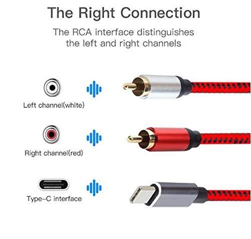 Norsimda Usb C/Type-C Male To 2 Rca Male Audio Cable, Phone Laptop To Home Y Splitter With Digital Chip Compatible With Pad Pro 2018,Google Pixel 3/2/2Xl Macbook Moto Z,Google Pixel 3/2/Xl(10Ft) #TOP2